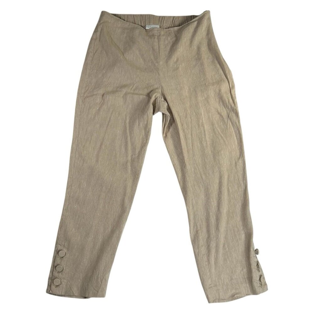 J Jill Linen Stretch Pants Womens Small Cropped Beige Lightweight Beachy Casual
